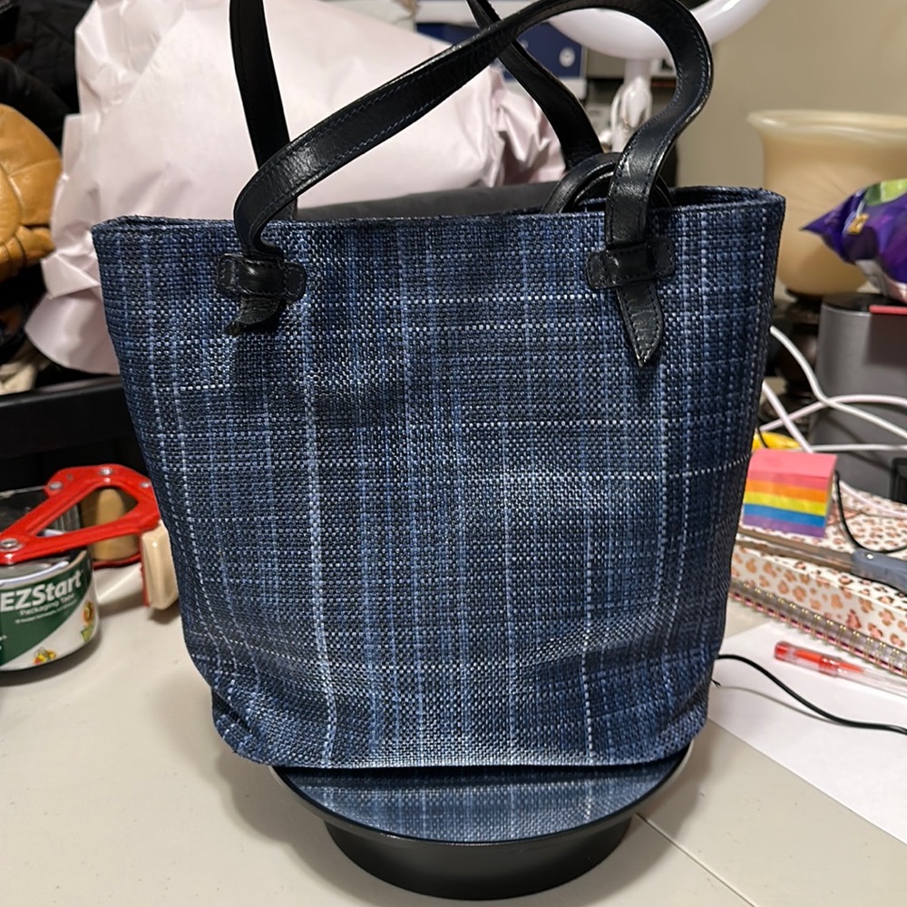 BLUE PLAID TALBOTS SMALL TOTE